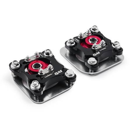Qa1 Caster / Camber Plates - Strut - Independent Caster / Camber Adjustment - Aluminum - Black / Red Anodized - Ford