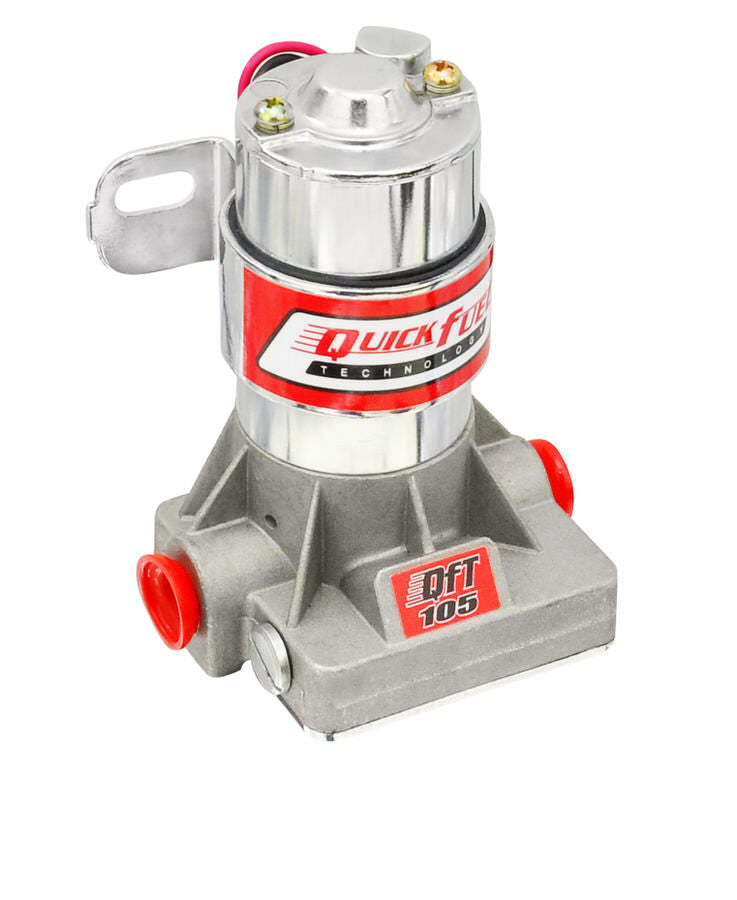 Quick Fuel Technology Fuel Pump - Electric - In-Line - 105 gph at 7 psi - 3/8 in NPT Female Inlet / Outlet - Silver -