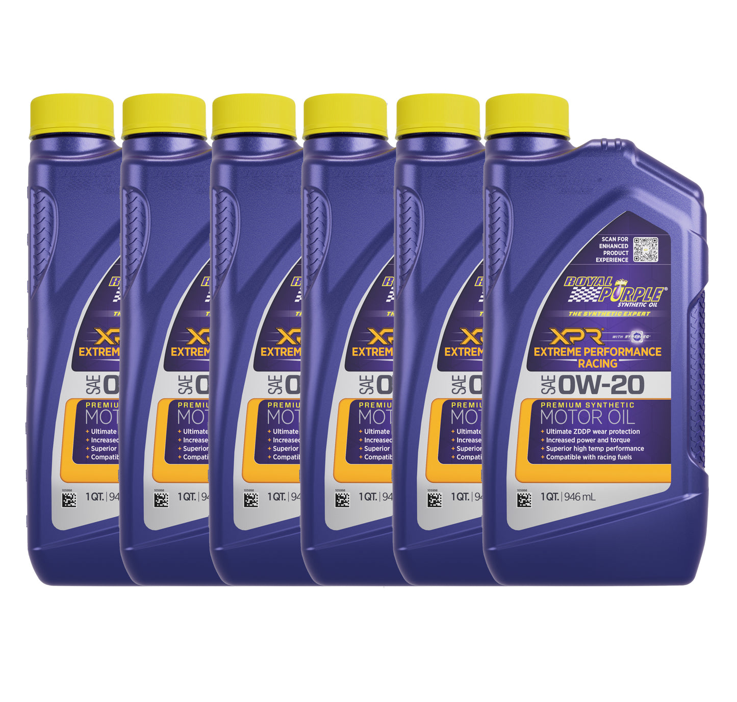 Royal Purple Motor Oil - XPR - 0W20 - Synthetic - 1 qt Bottle - Set of 6
