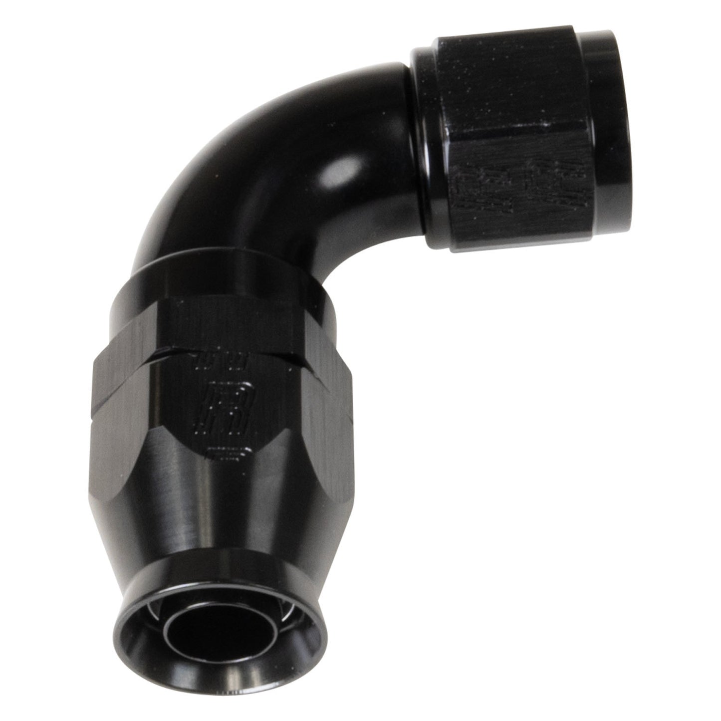 Russell Fitting - Hose End - Pro PTFE - PTFE Hose - 90 Degree - 10 AN Hose to 10 AN Female - Aluminum - Black Anodized