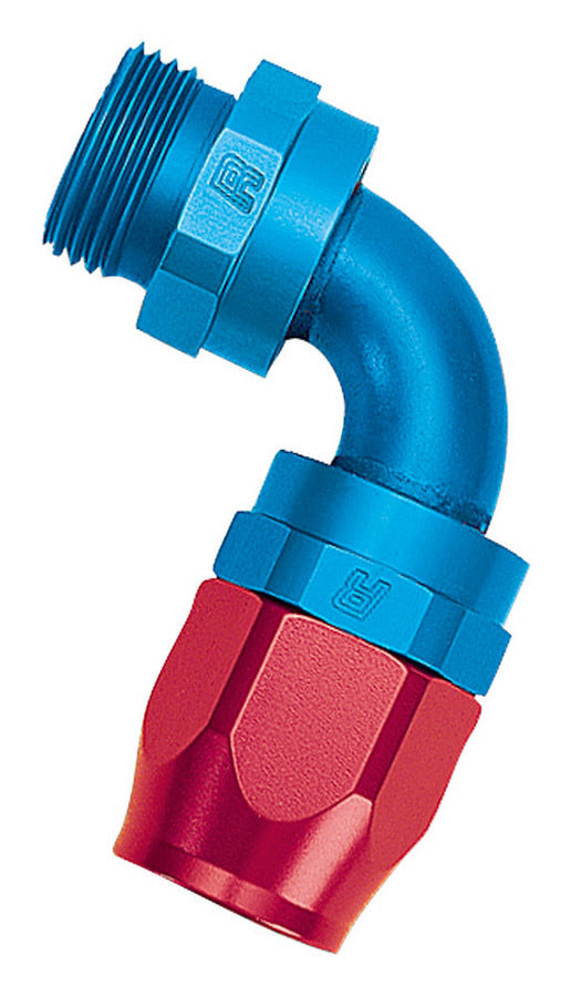 Russell Fitting - Hose End - Full Flow Swivel - 90 Degree - 12 AN Hose to 10 AN Male O-Ring - Swivel - Aluminum - Blue