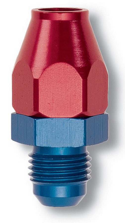 Russell Fitting - Tube End - Straight - 6 AN Male to 3/8 in Tubing - Aluminum - Blue / Red Anodized - Each