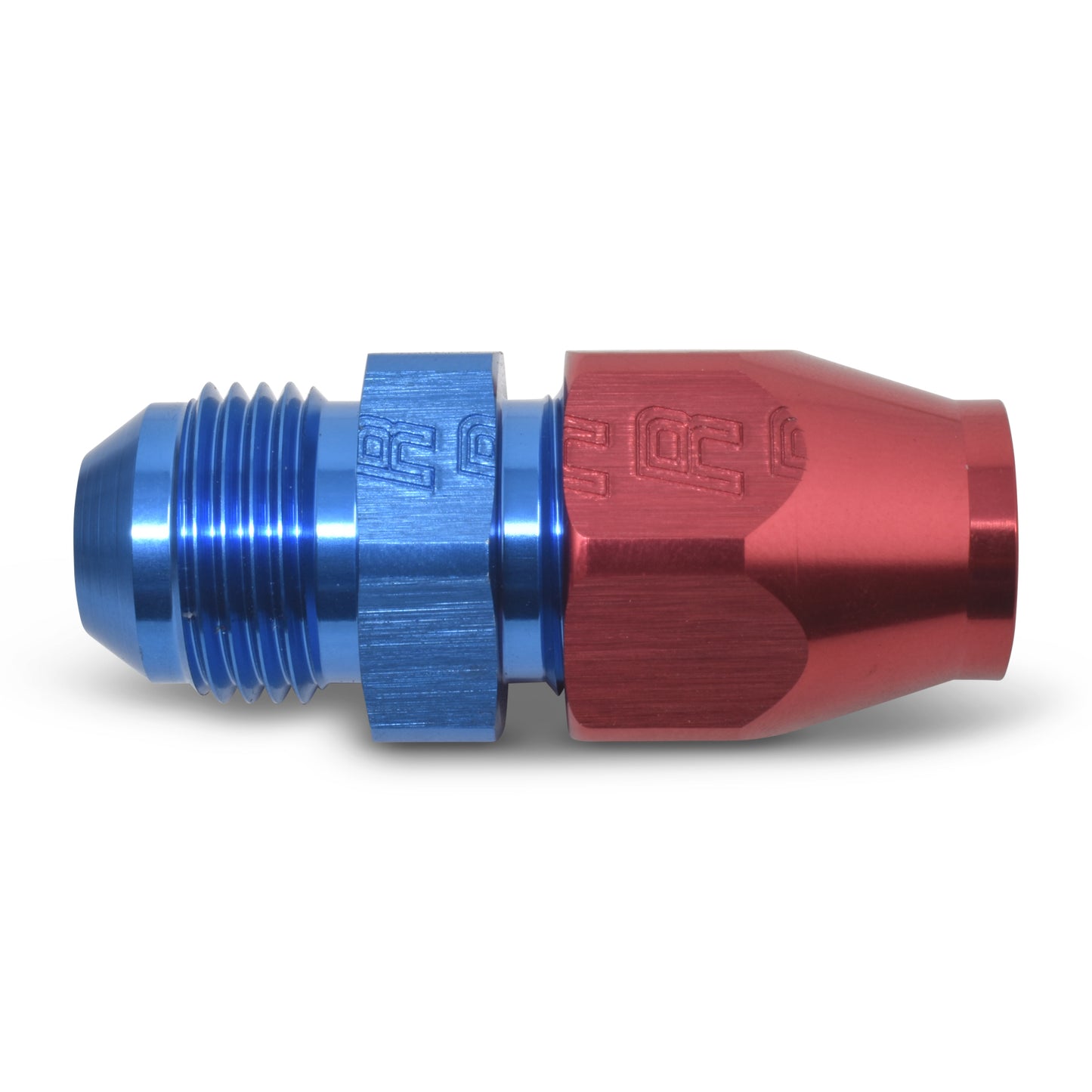 Russell Fitting - Tube End - Straight - 8 AN Male to 1/2 in Tubing - Aluminum - Blue / Red Anodized - Each