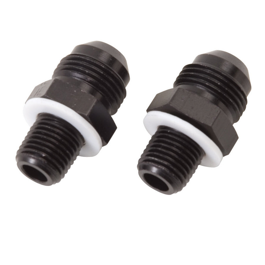 Russell Fitting - Adapter - Straight - 8 AN Male to 1/4 in NPSM Male - Aluminum - Black Anodized - Pair