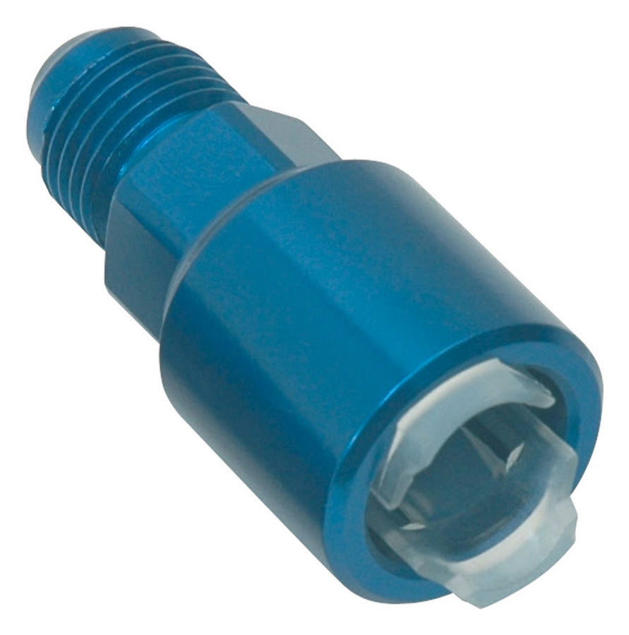 Russell Fitting - Adapter - Straight - 6 AN Male to 5/16 in SAE Female Quick Disconnect - Aluminum - Blue Anodized -