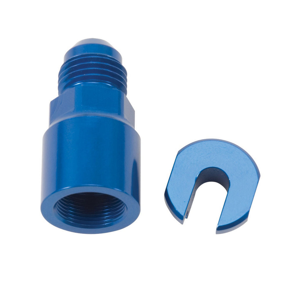 Russell Fitting - Fuel Injection Adapter - Straight - 6 AN Male to 5/16 in Female Quick Connect - Aluminum - Blue