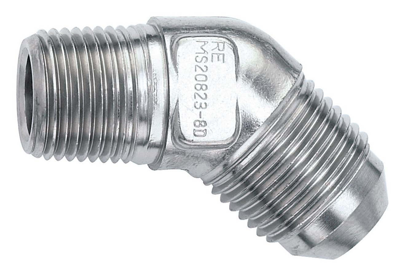 Russell Fitting - Adapter - 45 Degree - 3 AN Male to 1/8 in NPT Male - Stainless - Zinc Oxide - Each