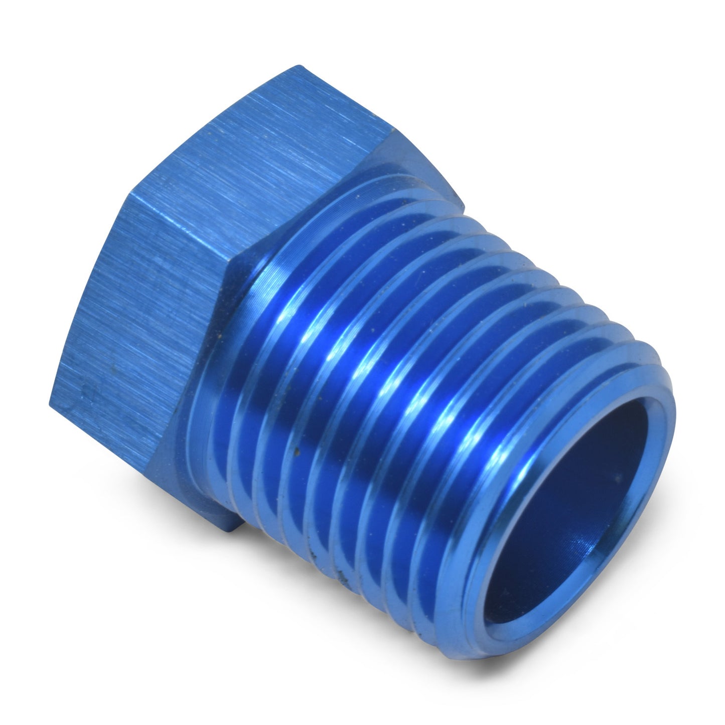 Russell Fitting - Bushing - 3/8 in NPT Male to 1/4 in NPT Female - Aluminum - Blue Anodized - Each