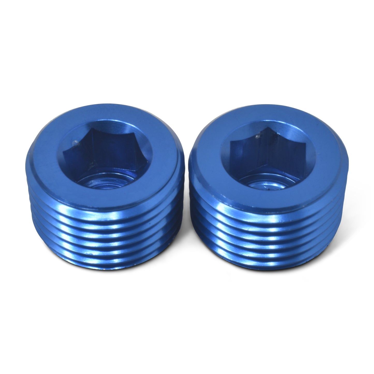 Russell Fitting - Plug - 1/8 in NPT - Allen Head - Aluminum - Blue Anodized - Pair