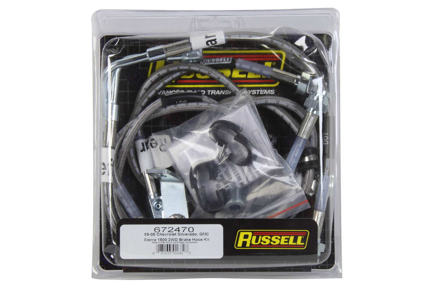 Russell Brake Hose Kit - Front / Rear Hoses - 5 Lines - 2WD - Stainless - Chevy / GM 1500 1999-2006 - Kit