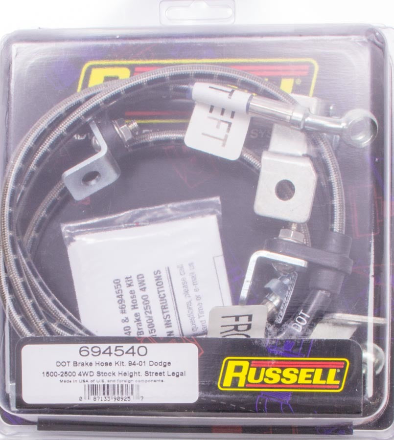 Russell Brake Hose Kit - Street Legal - Rear - DOT Approved - Braided Stainless - Rear - ABS - Dodge Ram Fullsize
