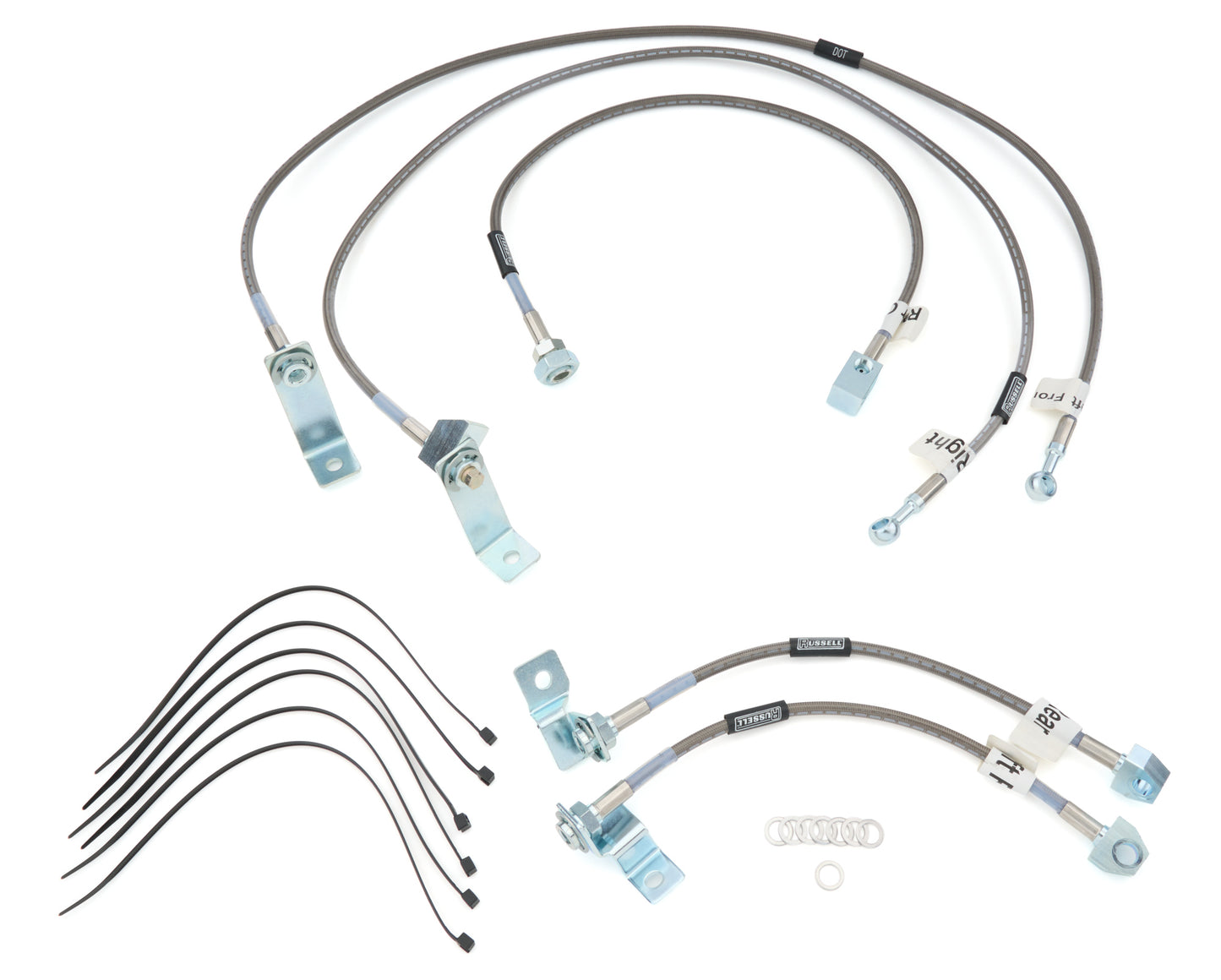 Russell Brake Hose Kit - DOT Approved - Braided Stainless - 6 in Lift - Ford Fullsize Truck 2005-2006 - Kit