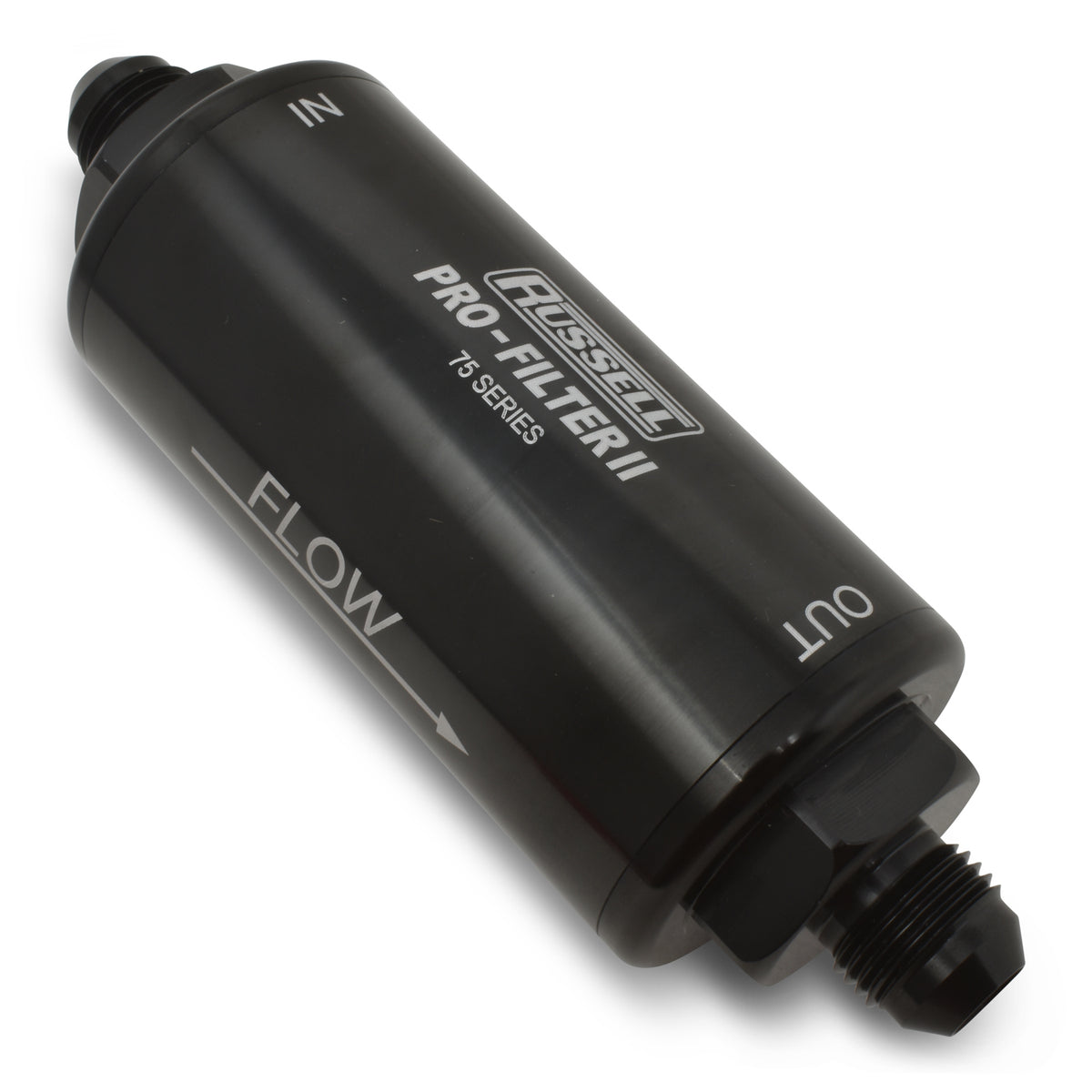 Russell Fuel Filter - 75 Series Pro-Filter II - In-Line - 100 Micron - 8 AN Male Inlet - 8 AN Male Outlet - Aluminum -