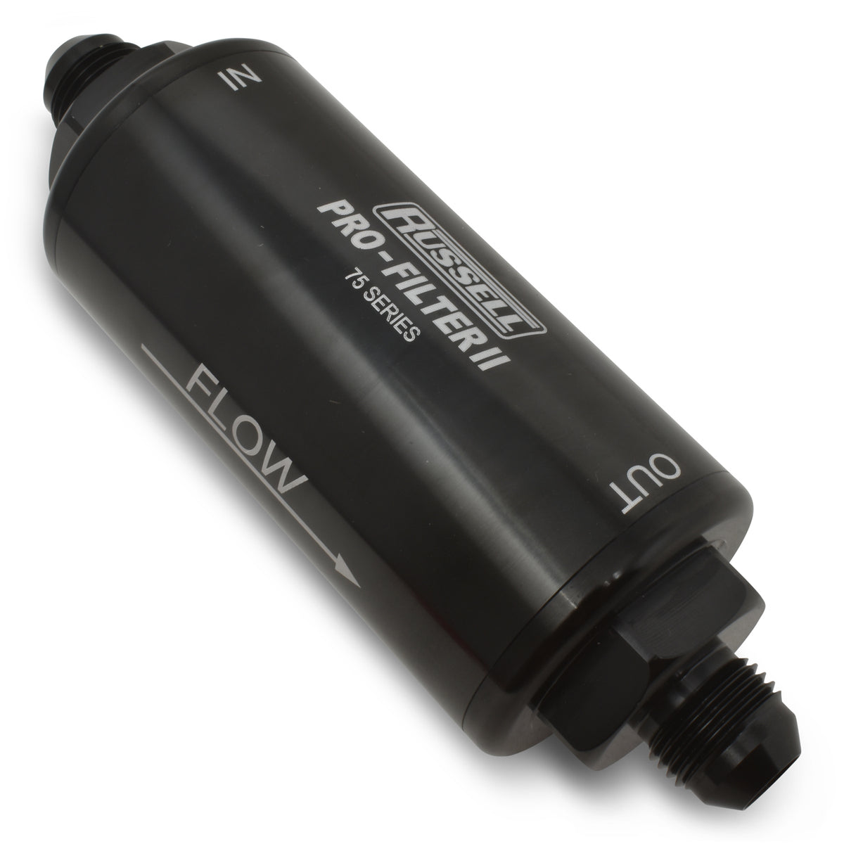 Russell Fuel Filter - 75 Series Pro-Filter II - In-Line - 100 Micron - 10 AN Male Inlet - 10 AN Male Outlet - Aluminum