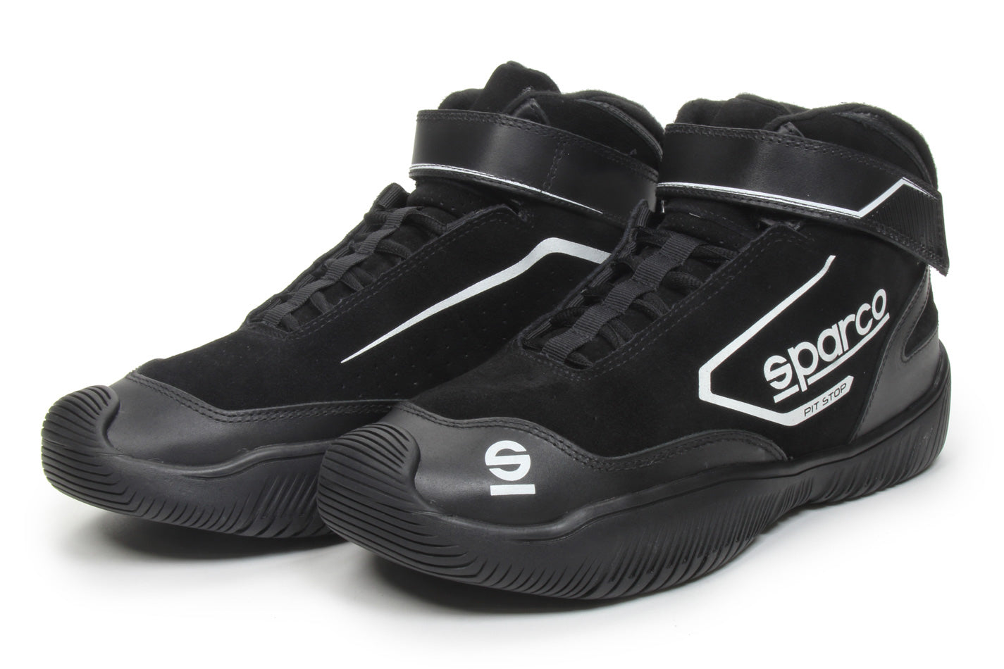 Sparco Driving Shoe - Pit Stop 2 - Mid-Top - SFI 3.3/5 - Suede Outer - Fire Retardant Fabric Inner - Black - Size 10 -