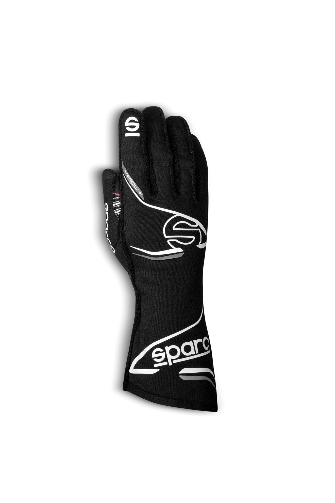 Sparco Driving Gloves - Arrow Plus - SFI 3.3/5 - FIA Approved - Single Layer - Fire Retardant Fabric - Black - Medium