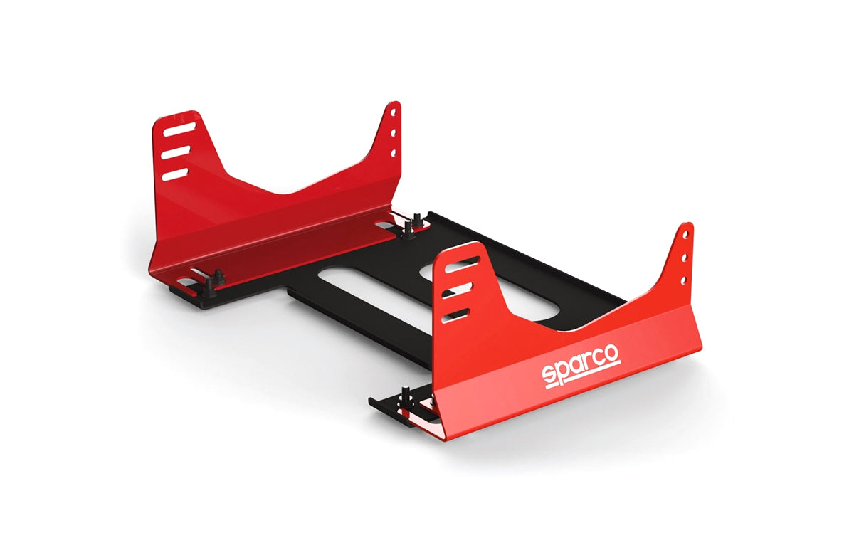 Sparco Seat Bracket - Pro Bracket - Side Mount - Adjustable - Aluminum - Black / Red Anodized - Each