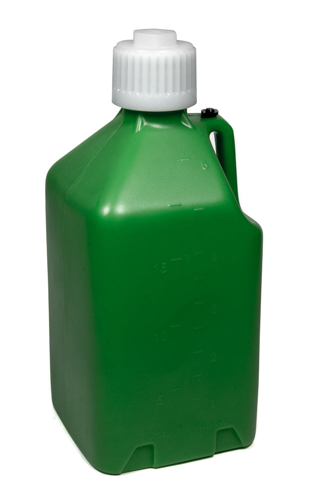 Scribner Utility Jug - 5 gal - 9.5 x 9.5 x 21.75 in Tall - Gasket Seal Cap - Flip-Up Vent - Square - Plastic - Green -