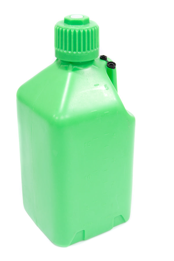 Scribner Utility Jug - 5 gal - 9.5 x 9.5 x 21.75 in Tall - Gasket Seal Cap - Flip-Up Vent - Square - Plastic - Glow