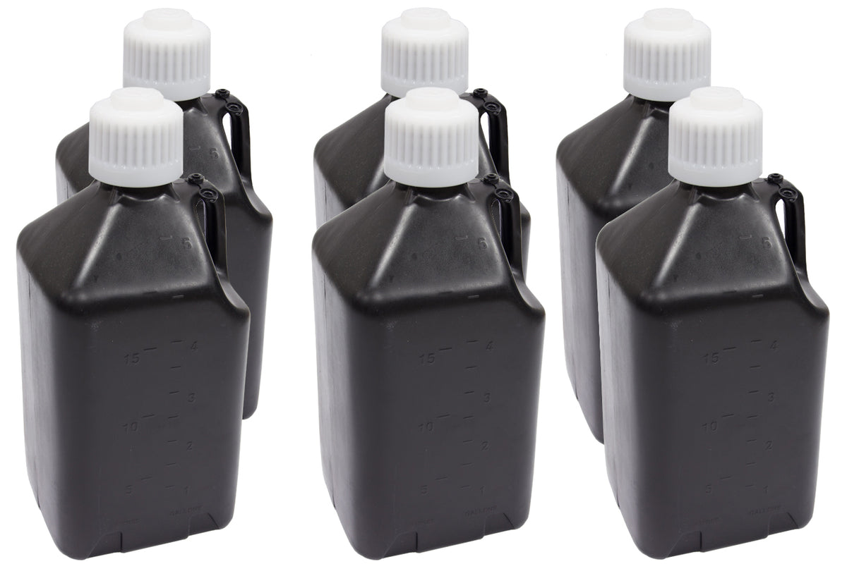 Scribner Utility Jug - 5 gal - 9.5 x 9.5 x 21.75 in Tall - Gasket Seal Cap - Flip-Up Vent - Square - Plastic - Black -