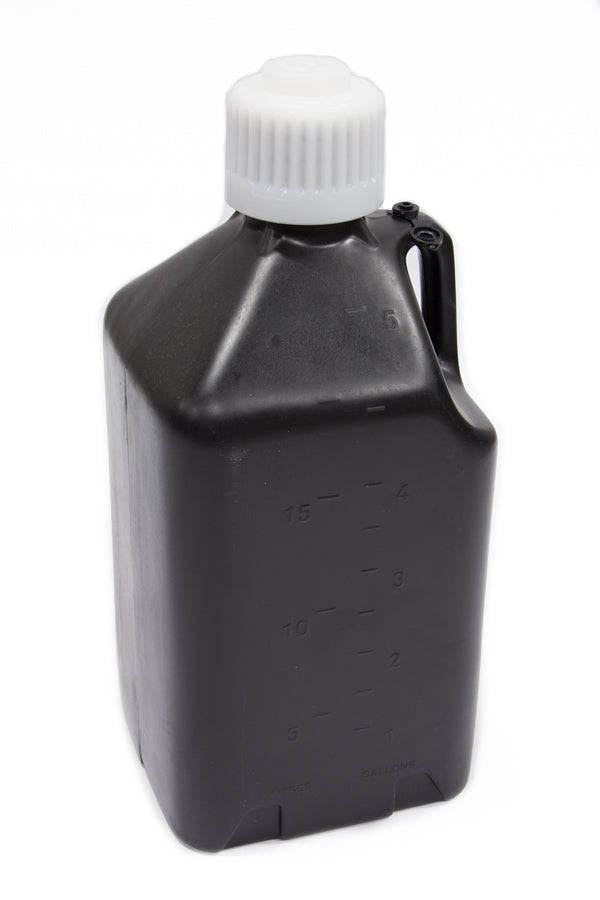 Scribner Utility Jug - 5 gal - 9.5 x 9.5 x 21.75 in Tall - Gasket Seal Cap - Flip-Up Vent - Square - Plastic - Black -