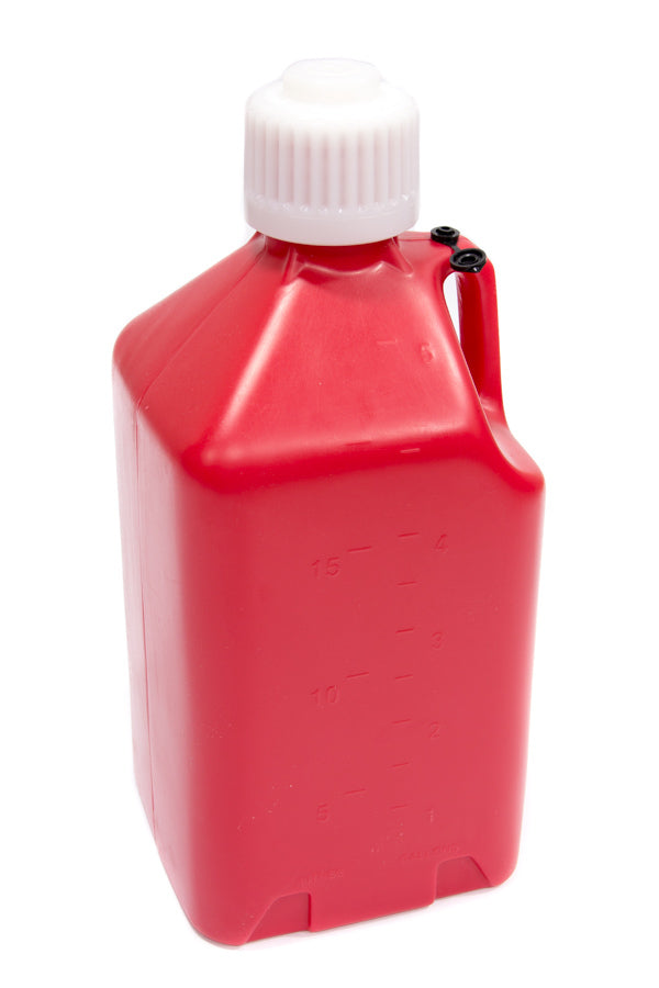 Scribner Utility Jug - 5 gal - 9.5 x 9.5 x 21.75 in Tall - Gasket Seal Cap - Flip-Up Vent - Square - Plastic - Red -