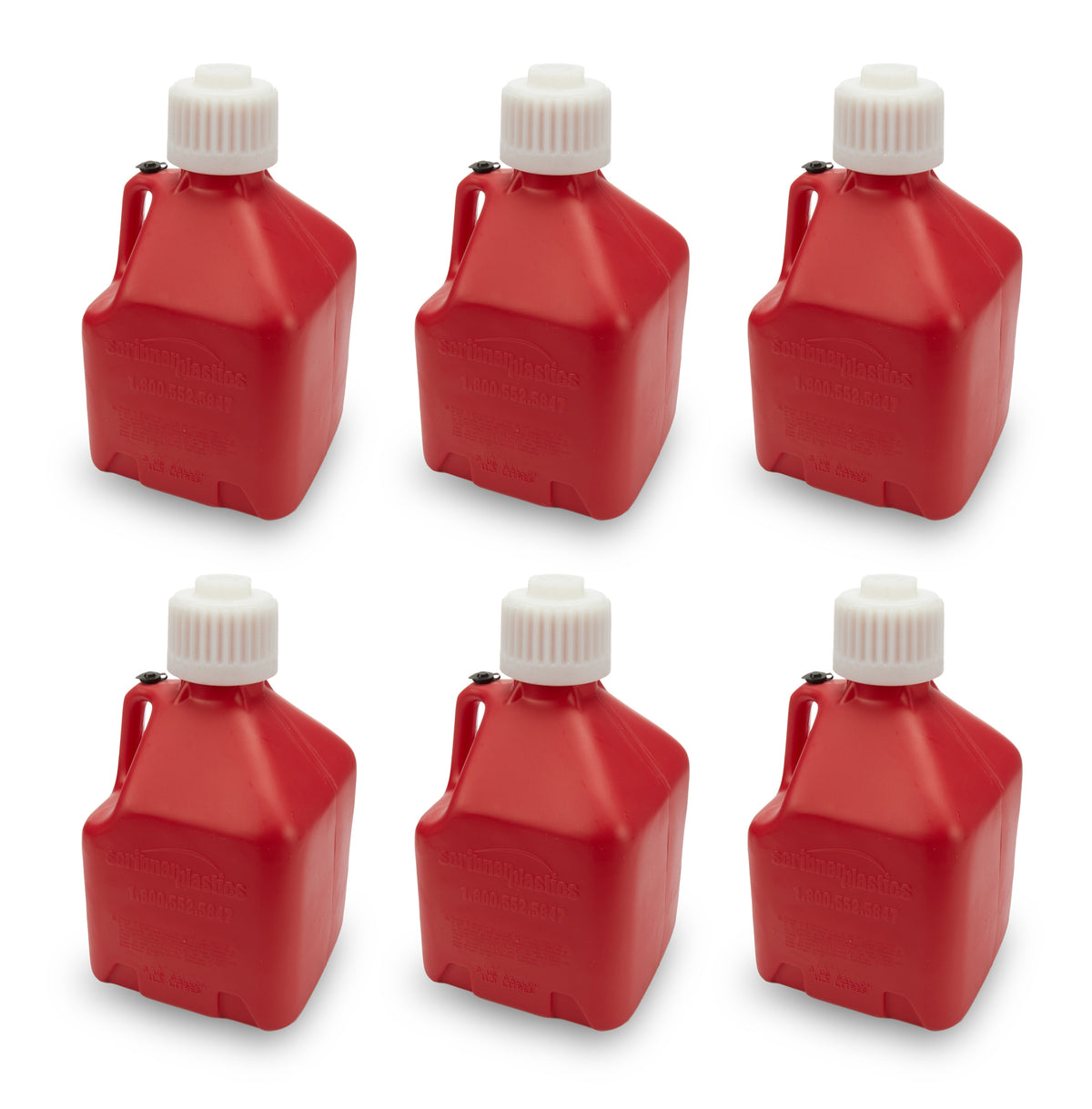 Scribner Utility Jug - 3 gal - 9.5 x 9.5 x 16 in Tall - Gasket Seal Cap - Flip-Up Vent - Square - Plastic - Red - Set