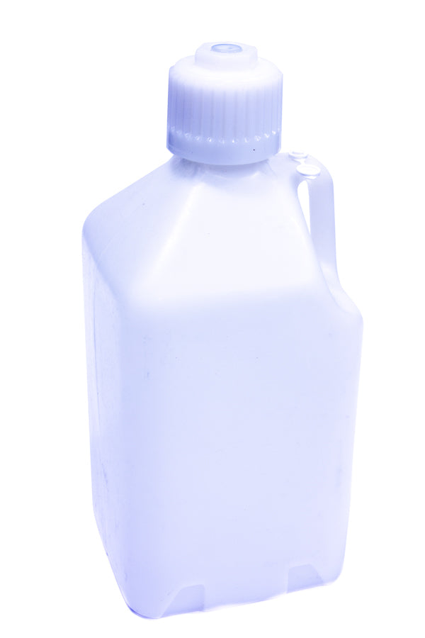 Scribner Utility Jug - 5 gal - 9.5 x 9.5 x 21.75 in Tall - Gasket Seal Cap - Flip-Up Vent - Square - Plastic - White -