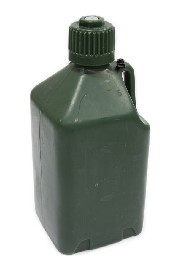 Scribner Utility Jug - 5 gal - 9.5 x 9.5 x 21.75 in Tall - Gasket Seal Cap - Flip-Up Vent - Square - Plastic - Green -