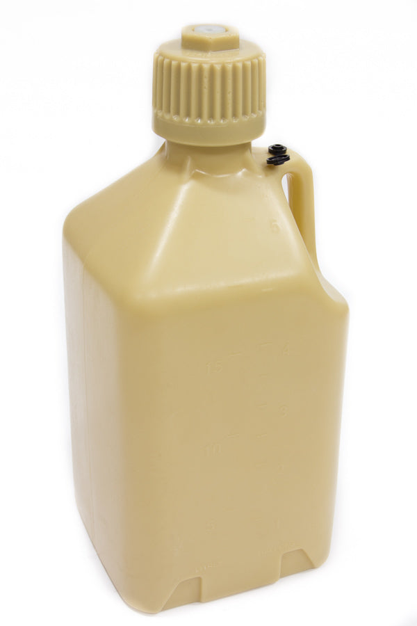 Scribner Utility Jug - 5 gal - 9.5 x 9.5 x 21.75 in Tall - Gasket Seal Cap - Flip-Up Vent - Square - Plastic - Tan -