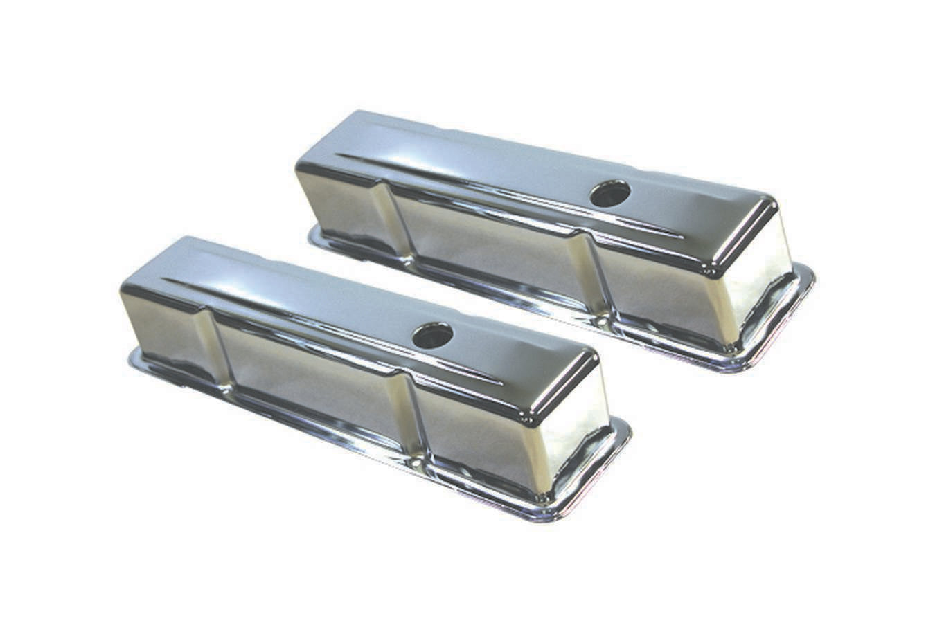 Specialty Products Company Valve Cover - Tall - Baffled - Breather Holes - Steel - Chrome - Small Block Chevy - Pair