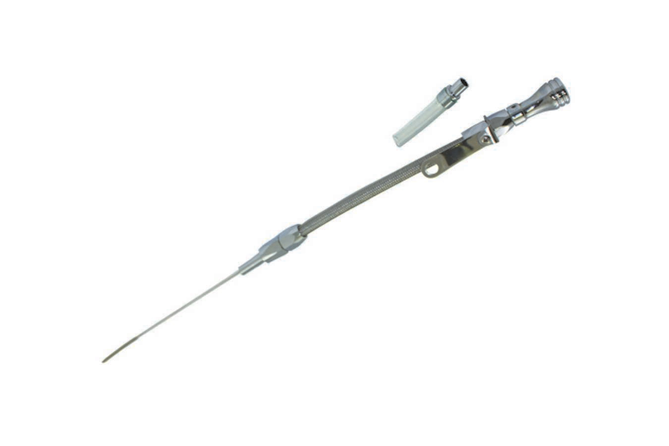 Specialty Products Company Engine Oil Dipstick - Flexible - Block Mount - Braided Stainless - Aluminum - Chrome - Ford