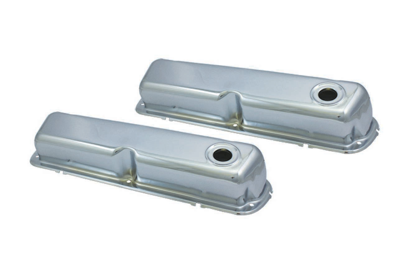 Specialty Products Company Valve Cover - Tall - Baffled - Breather Holes - Steel - Chrome - Small Block Ford - Pair