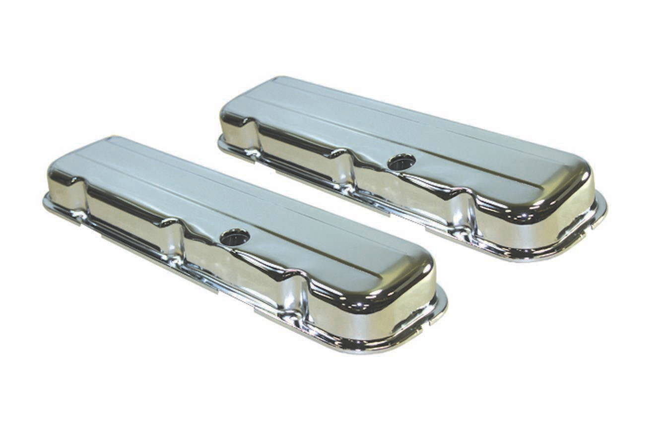 Specialty Products Company Valve Cover - Stock Height - Baffled - Breather Holes - Steel - Chrome - Big Block Chevy -