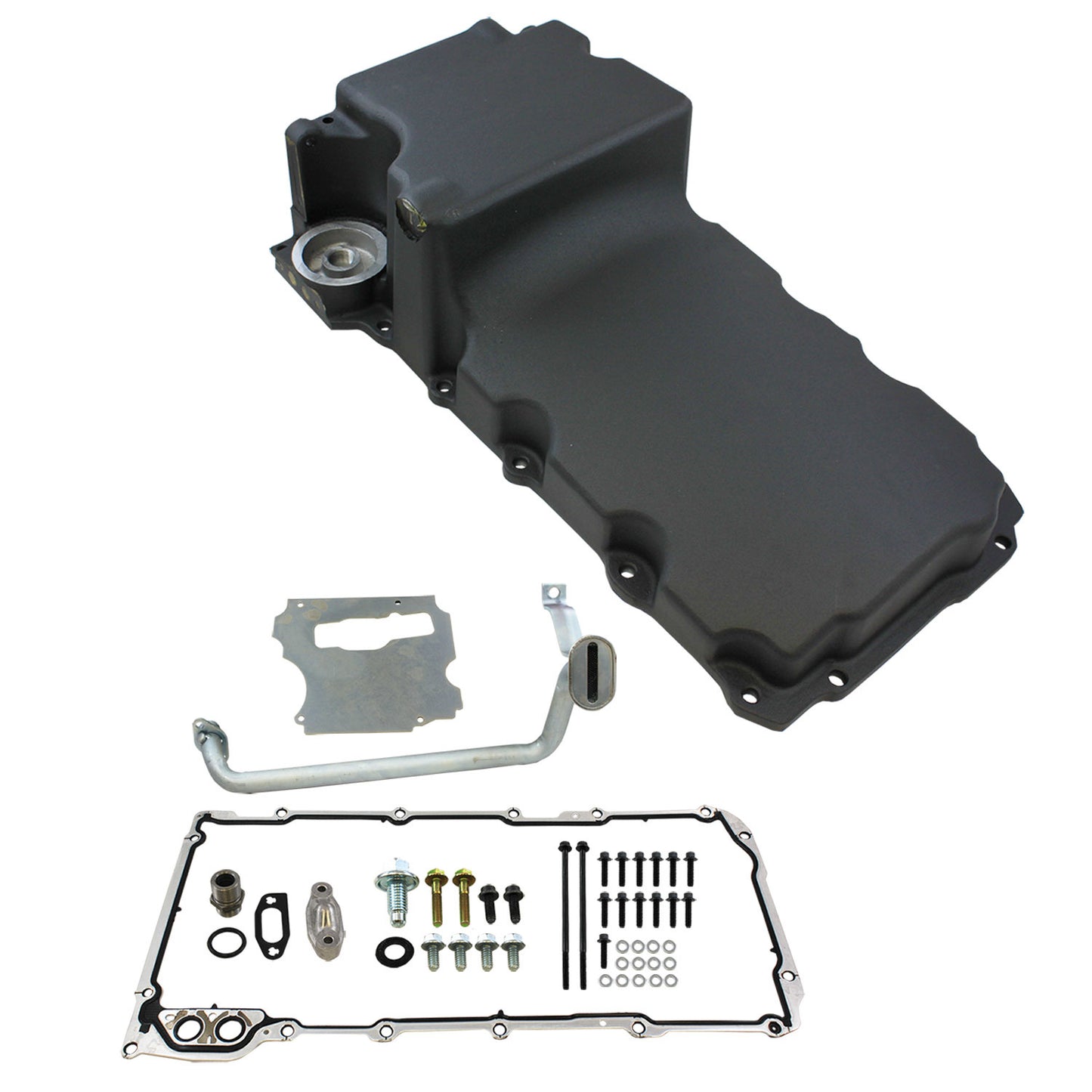 Specialty Products Company Engine Oil Pan - Rear Sump - 5.5 qt - 5.69 in Deep - Baffled - Aluminum - Black Paint - GM