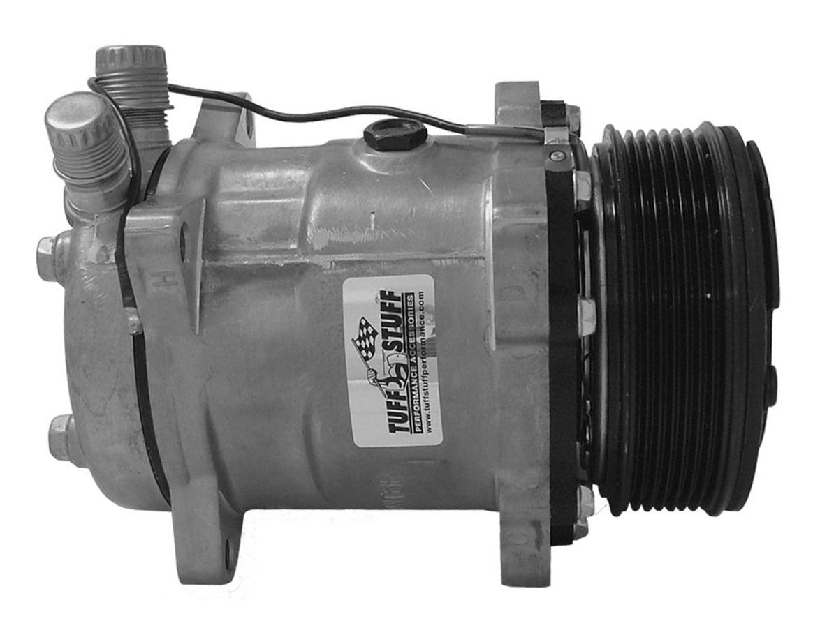 Tuff-Stuff Air Conditioning Compressor - Sanden Style - R-134A - 6-Rib Serpentine Pulley - Natural - Universal - Each