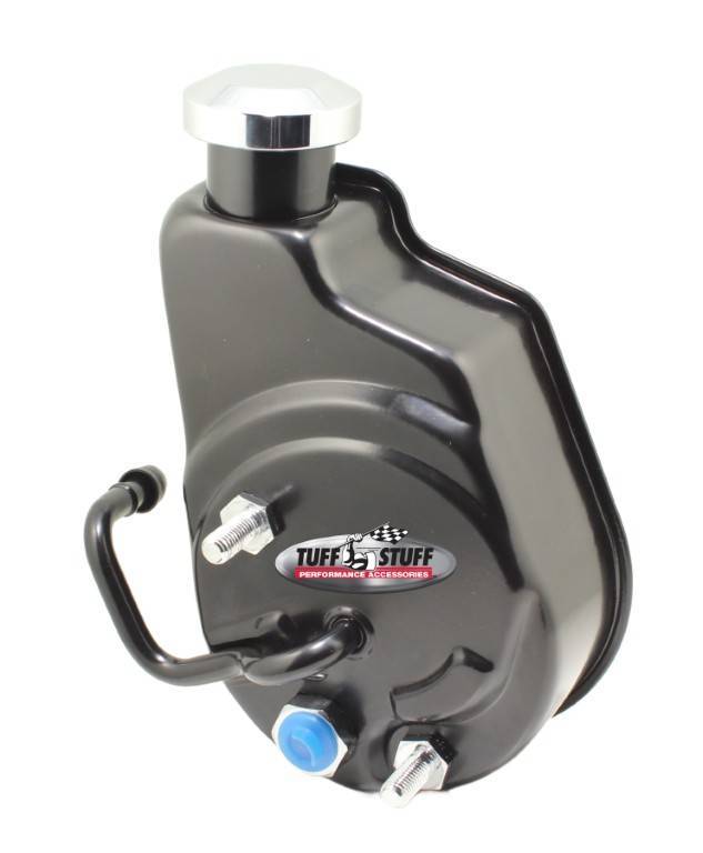 Tuff-Stuff Power Steering Pump - Saginaw - 3 gpm - 1200 psi - Steel - Black Powder Coat - GM LS-Series - GM Fullsize