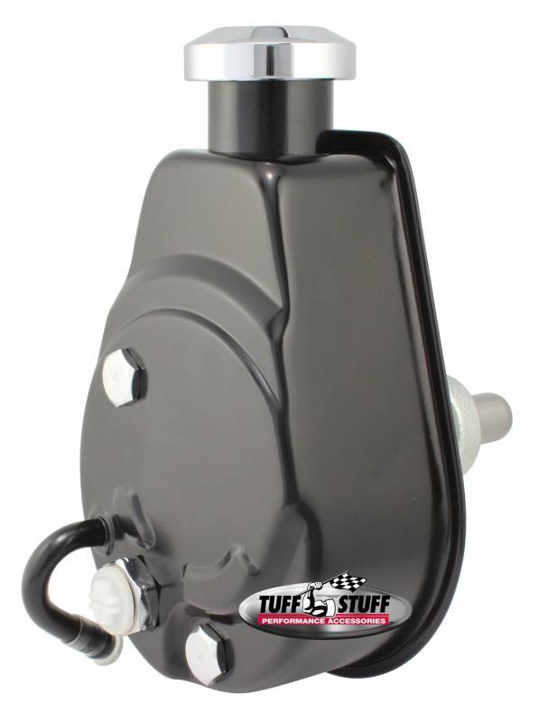 Tuff-Stuff Power Steering Pump - Saginaw - 3 gpm - 1200 psi - Steel - Black Chrome - Small Block Chevy - GM Fullsize