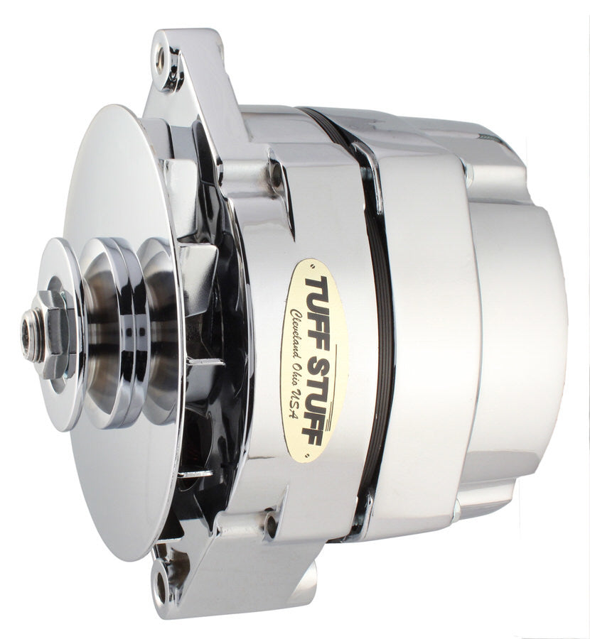 Tuff-Stuff Alternator - 100 amps - 12V - 1-Wire - Single V-Belt Pulley - Aluminum Case - Chrome - Various Applications