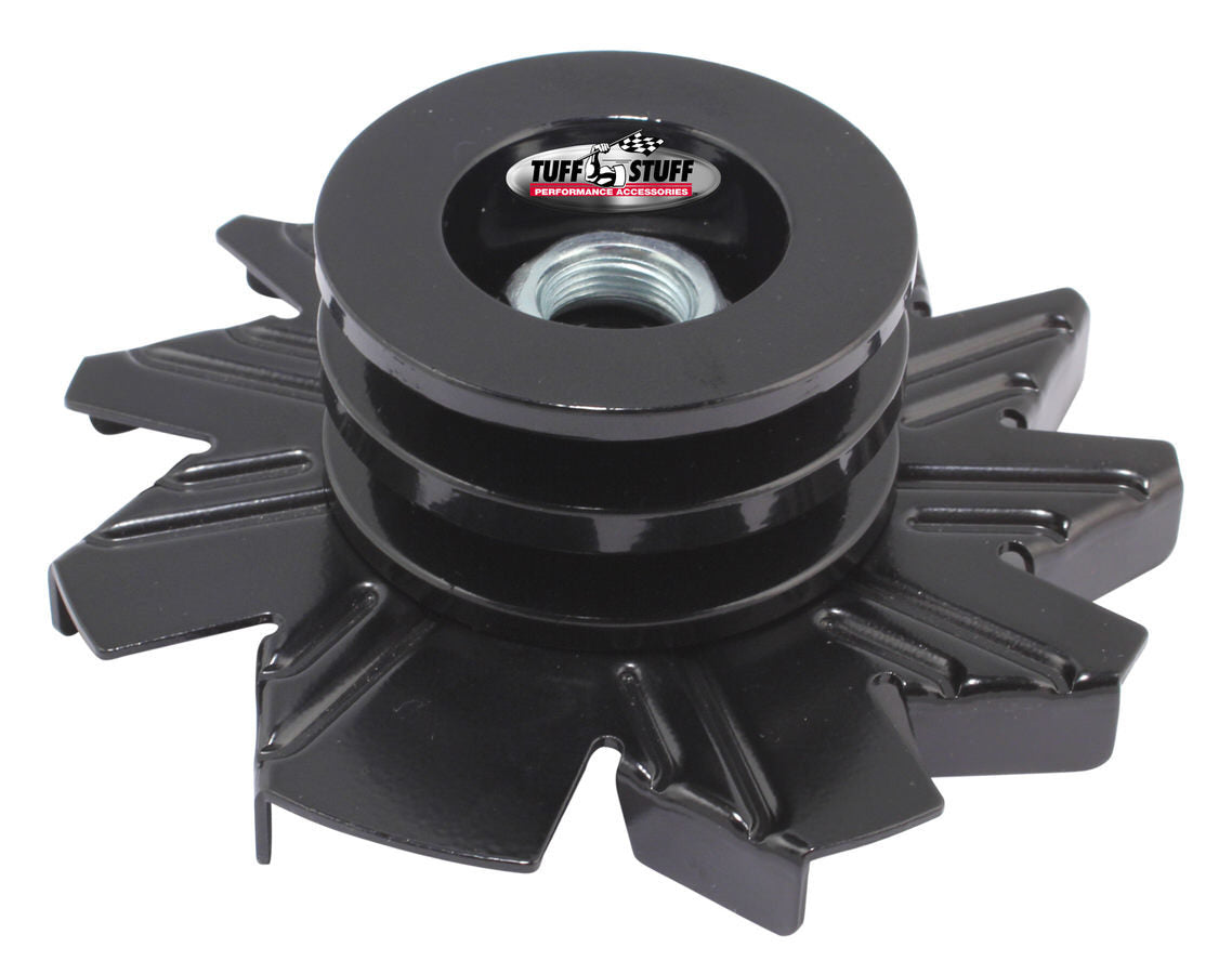 Tuff-Stuff Alternator Pulley and Fan - V-Belt - 2 Groove - Hardware Included - Steel - Black Powder Coat - Tuff Stuff