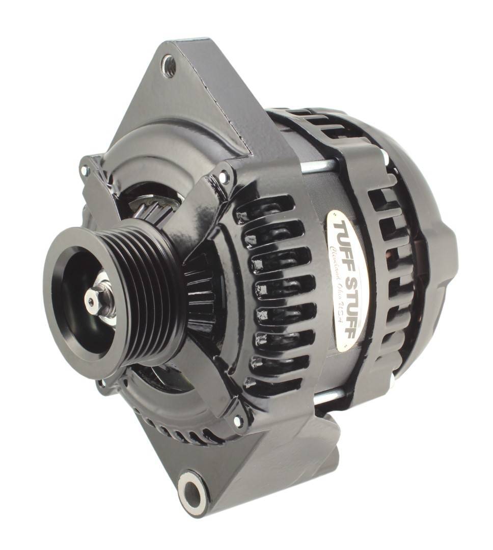 Tuff-Stuff Alternator - 225 amps - 12V - 1-Wire - 6-Rib Serpentine Pulley - Aluminum Case - Black Powder Coat - Ford -