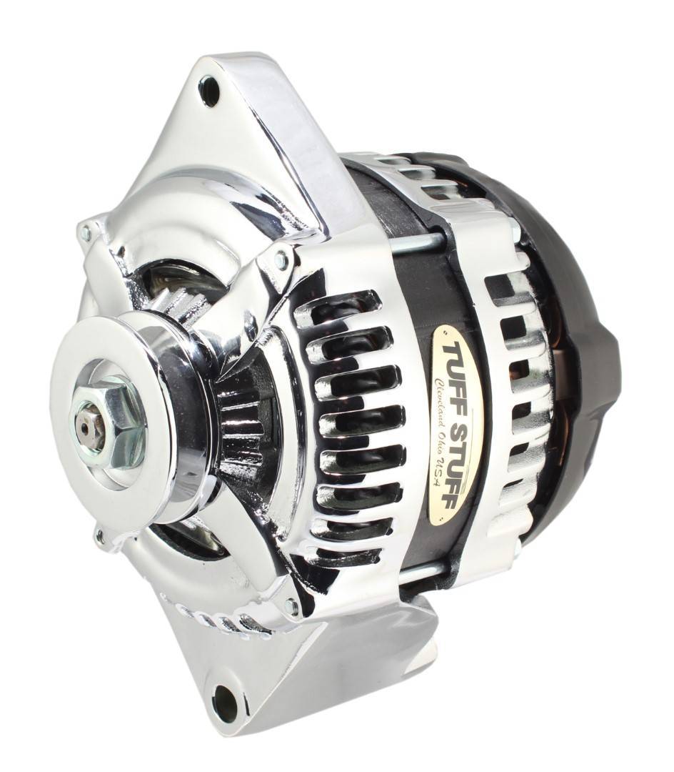 Tuff-Stuff Alternator - 225 amps - 12V - 1-Wire - Single V-Belt Pulley - Steel Case - Chrome - Ford - Each