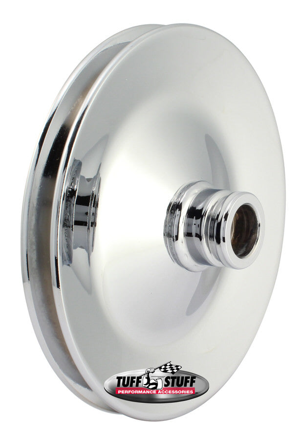 Tuff-Stuff Power Steering Pump Pulley - V-Belt - 1 Groove - Press-On - 5.8 in Diameter - Steel - Chrome - Tuff Stuff