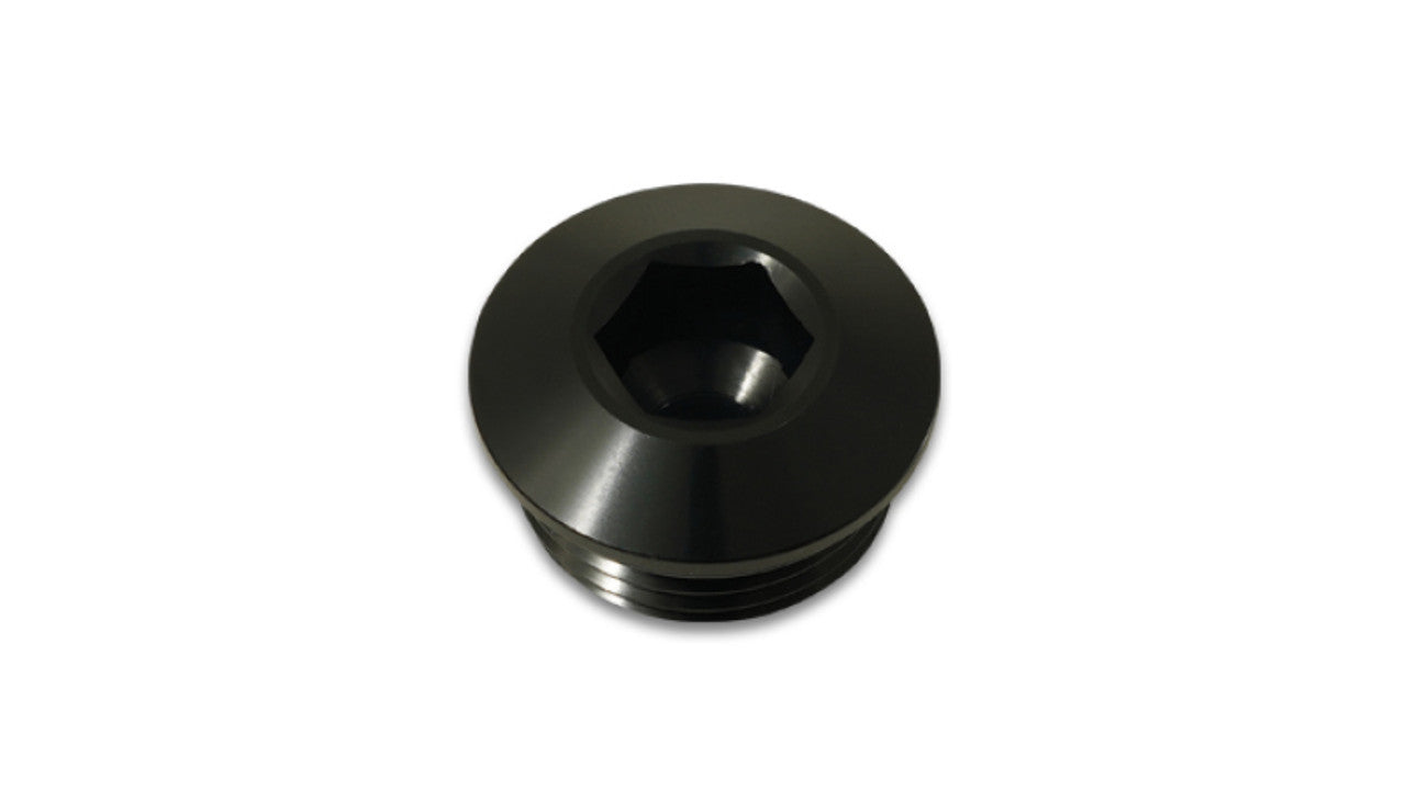Vibrant Performance Fitting - Plug - 12 AN - O-Ring - Allen Head - Aluminum - Black Anodized - Each