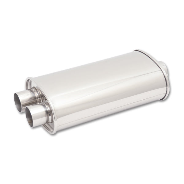 Vibrant Performance Muffler - Streetpower - 3 in Center Inlet - Dual 2.5 in Outlets - 15 x 5 x 9 in Oval Body - 20 in