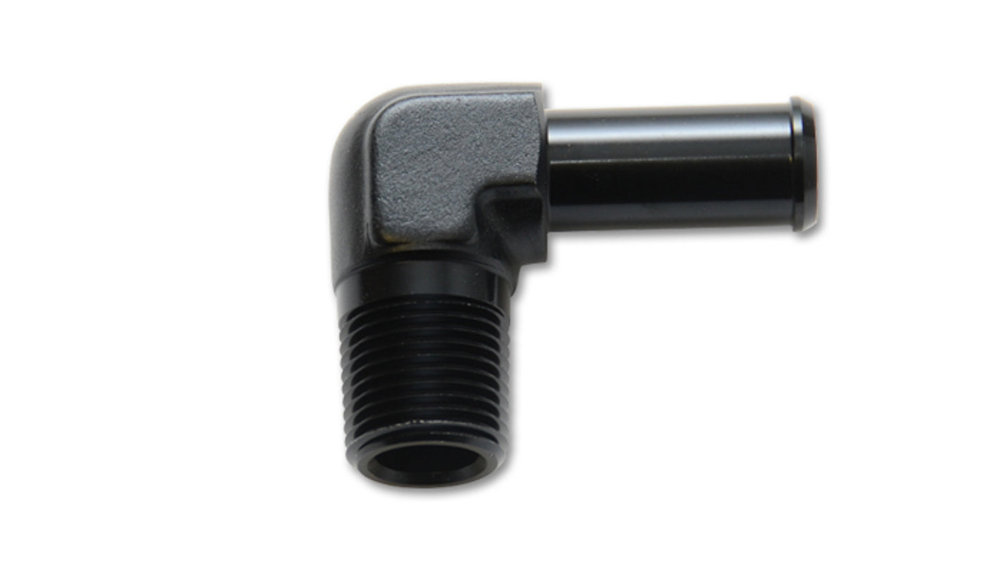 Vibrant Performance Fitting - Adapter - 90 Degree - 1/8 in NPT Male to 5/16 in Hose Barb - Aluminum - Black Anodized -