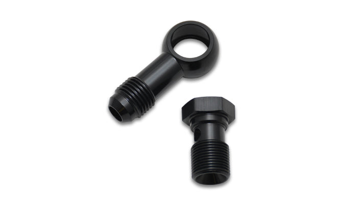 Vibrant Performance Fitting - Adapter Banjo - 9/16-24 Male to 6 AN Banjo - Crush Washer - Aluminum - Black Anodized -