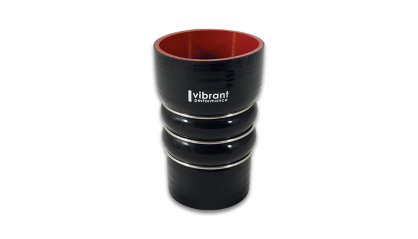 Vibrant Performance Tubing Coupler - Straight - Hump - 4 in Inlet - 3-1/2 in Outlet - 6 in Long - Silicone - Black -