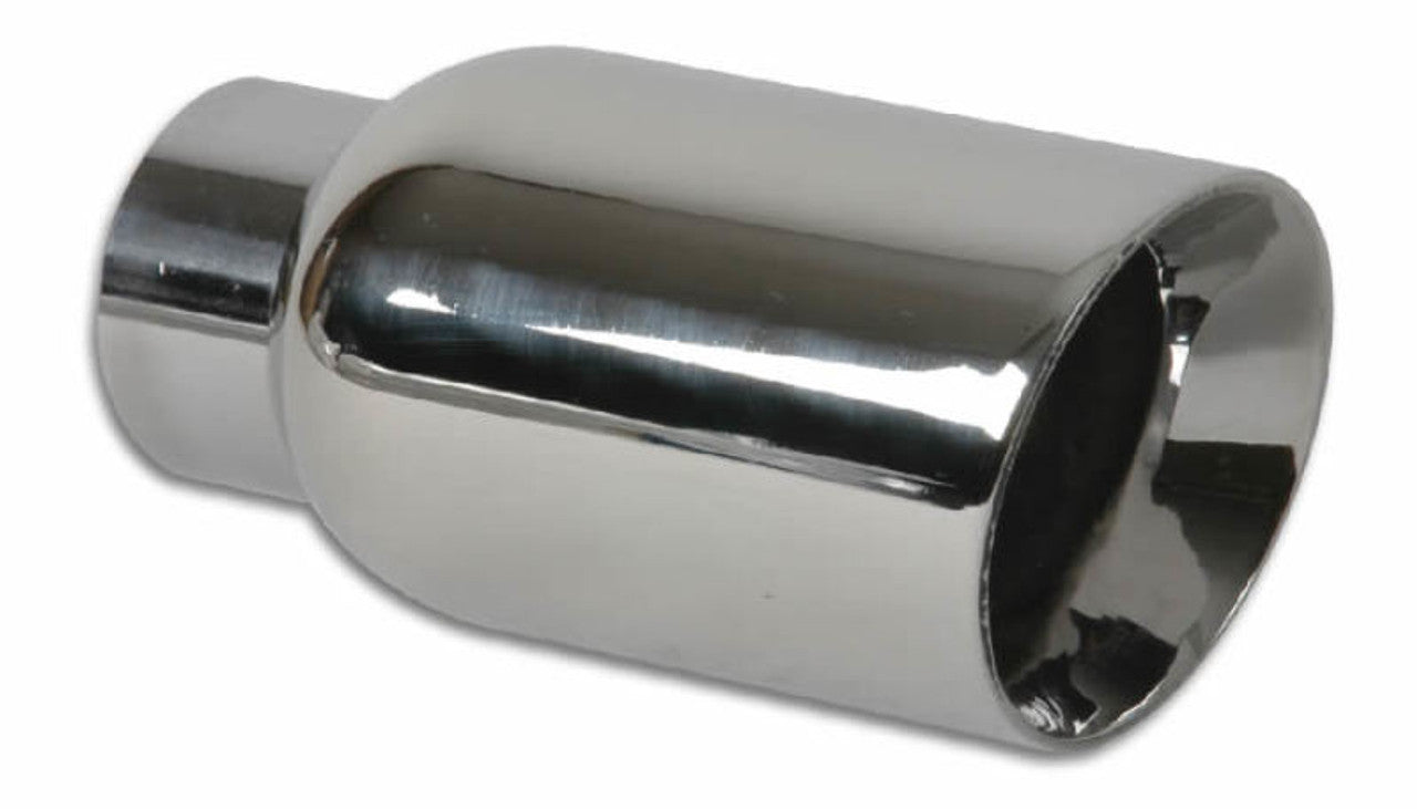 Vibrant Performance Exhaust Tip - Weld-On - 3 in Inlet - 4 in Round Outlet - 7-3/4 in Long - Double Wall - Beveled