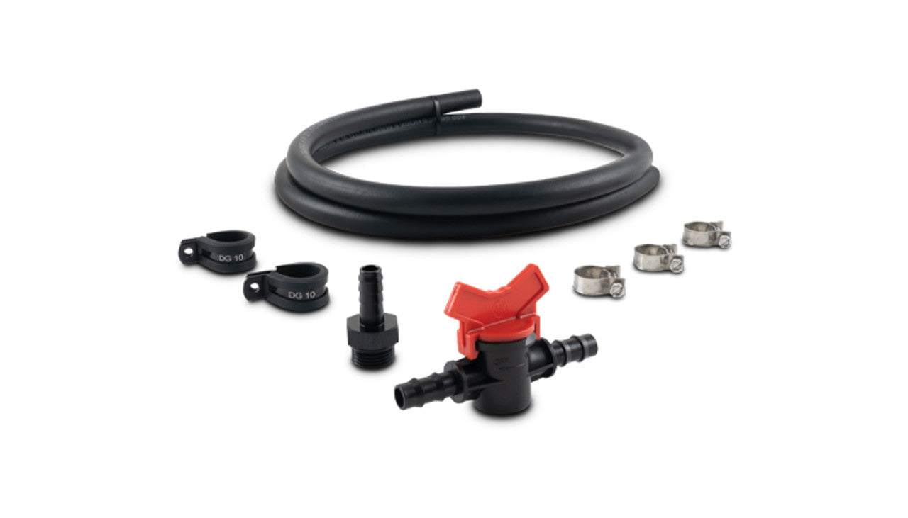 Vibrant Performance Catch Can Drain Kit - Ball Valve - 3/8 in Hose - Fittings / Hardware Included - Plastic - Black -